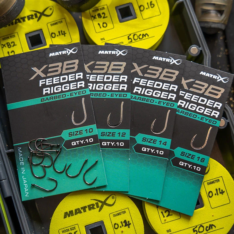 Matrix X3B Feeder Rigger Barbed Eyed Hooks